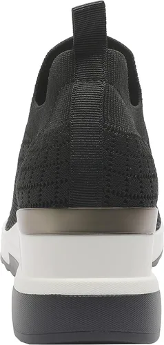 Vista 3 de YZ Zapatillas de tacón de cuña negras para mujer con parte superior de punto y transpirables
