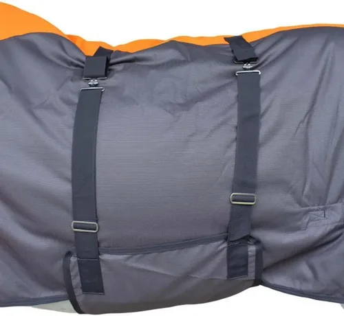 Vista 3 de Manta de caballo 1200D impermeable, transpirable, pesada manta de invierno con relleno de 10.58 oz, carcasa exterior Ripstop Gris Naranja