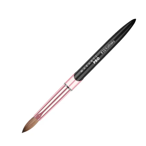 Vista 2 de MakarttPro Kolinsky - Cepillo de uñas acrílico y limpiador de cepillo tamaño #10, cepillo acrílico profesional con mango resistente duradero