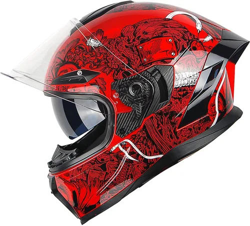 Vista 21 de 1Storm Casco Integral para Motocicleta DOT para Adultos, Motocicleta de Calle, Doble Visera, Protector Solar Interior con un Escudo Transparente Un