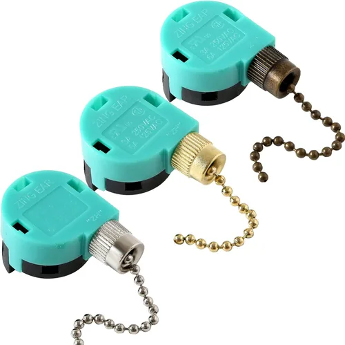 Vista 8 de Interruptor de ventilador de techo ZE-268S6 de 3 velocidades de 4 alambres de bronce Zing Ear para ventiladores de techo lámparas y luces de pared
