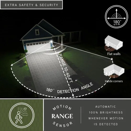 Vista 4 de VAXCEL Outland - Lámpara de pared rústica con sensor de movimiento para porche o patio, linterna de pared de cuello de cisne al aire libre