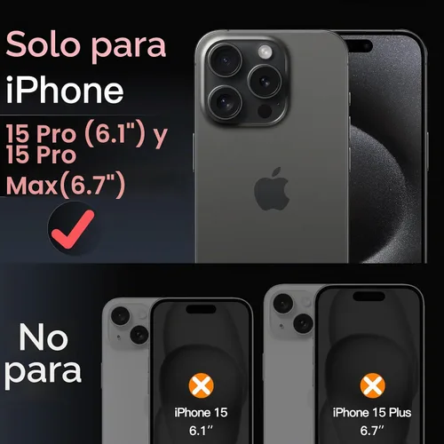 Vista 2 de JETech Protector de lente de cámara para iPhone 15 Pro/15 Pro Max, negro+