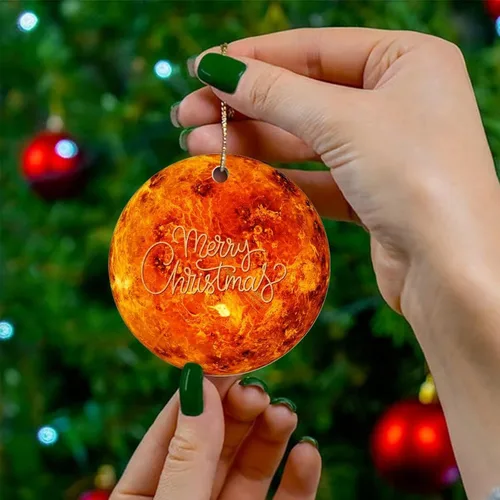 Vista 4 de Cheyan Divertido planeta galáctico cósmico adorno de porcelana de Navidad decoraciones para el hogar colgantes de Navidad Galaxy educativo árbol