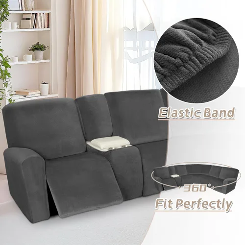 Vista 310 de Arfntevss Fundas de sofá seccional reclinable de terciopelo, Funda de sofá seccional de esquina para sofá reclinable, Funda elástica suave