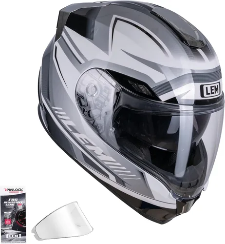 Vista 10 de LEM Cascos de motocicleta de cara completa, cascos para hombres, con certificado DOT, PINLOCK y DVS de doble visión, casco de motocicleta de calle