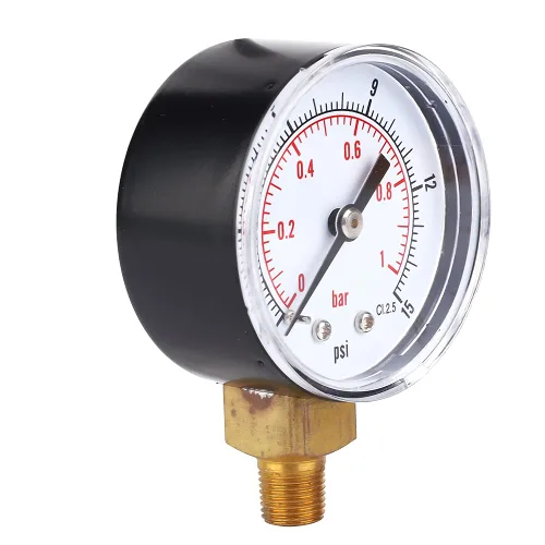 Vista 2 de Psi Presión Baja Presión 1/4 Npt Manómetro, Presión 1.969 in Dial 1/8 BSPT Conexión inferior para aire, agua, aceite, gas 0-15psi (0-15psi 0-1bar)
