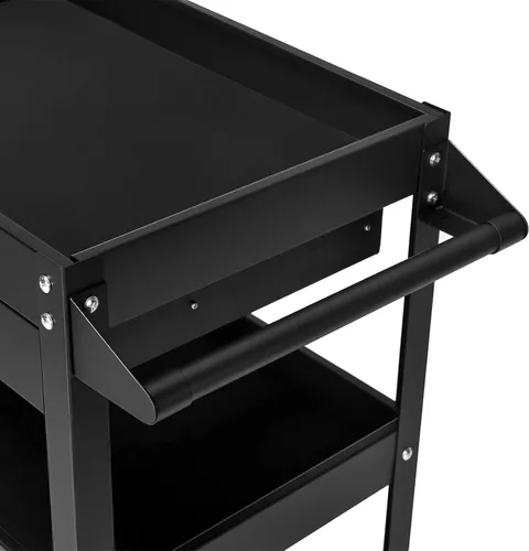 Vista 6 de IRONMAX Cofre de herramientas de 3 niveles, carrito de servicio industrial resistente con cajón y ruedas, organizador de caja de herramientas Negro