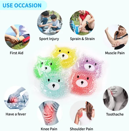 Vista 6 de 5 paquetes de hielo Boo Boo, paquete de hielo reutilizable, reducción de fiebre auxiliar, paquete frío caliente para lesiones, muelas del juicio