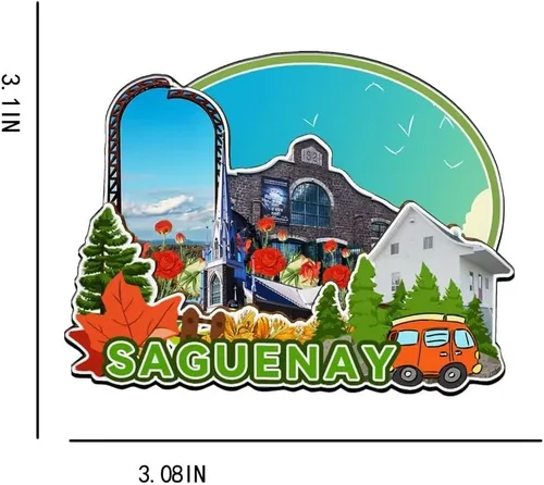 Vista 3 de Saguenay - Imán de madera para nevera, diseño de Canadá, monumentos 3D, recuerdos coleccionables, decoración hecha a mano -2273