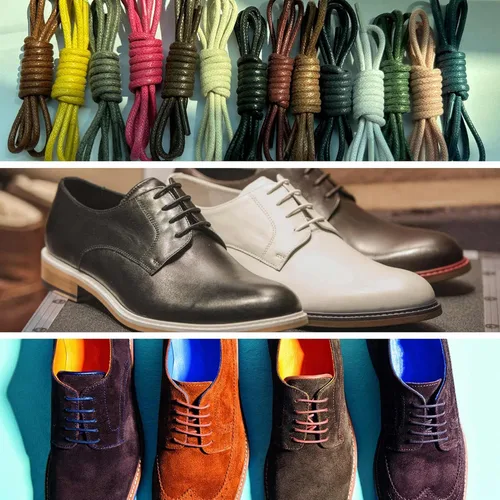 Vista 8 de VSUDO 2 Pairs Waxed Round Dress Shoe Laces for Mens Dress Shoes, 18" Thin Business Oxford Dress Shoelace, Dress Shoe Strings