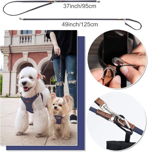 Vista 4 de Arnés sin tirones Puppytie para perro, con correa multifunción, pechera suave y ajustable para mascota, no ahorca, chaleco a prueba de escape, cielo
