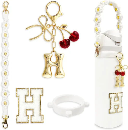 Vista 123 de Letter Handle Strap Accessories with Cute Initial Charm Compatible with Owala Water Bottle 24oz 32oz 40oz Owala Kids