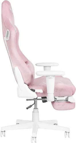 Vista 6 de Techni Sport Silla para juegos de terciopelo rosa con reposapiés