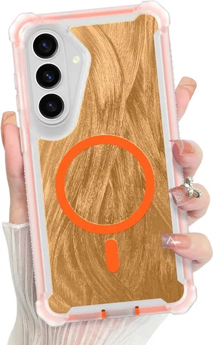 Vista 374 de Bonoma - Funda compatible con Samsung Galaxy S21 Plus, diseño de corazón con purpurina, color rosa Support for MagSafe, Plating Magnetic Case TPU