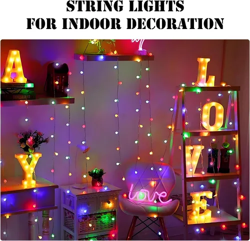 Vista 3 de LiuZpatial Luces de Navidad Inteligentes de Globo para Interiores, 33 pies 100 Luces de Hadas LED de Globo Enchufables, Aplicación y Control Remoto
