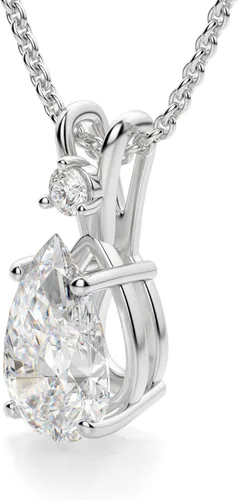 Vista 2 de ERAA Jewel Colgante Island Girl de 4.00 quilates, corte brillante de pera, piedra de moissanita incolora, plata de ley 925, colgantes para mujer