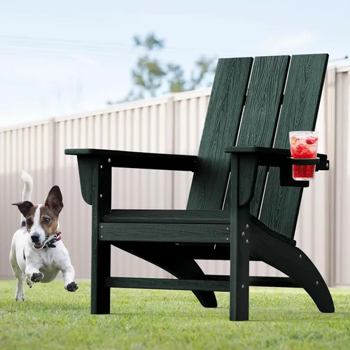 Vista 29 de Silla Adirondack moderna, sillas de patio de plástico HDPE para todo tipo de clima, silla para hoguera, sillas de césped al aire libre para terraza