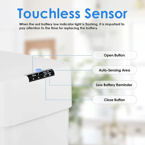 Vista 3 de Basurero automático con sensor de movimiento sin contacto de 13.2 galones, cubo de basura inteligente con tapa de cierre suave, anillo de retención