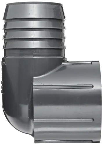 Vista 2 de Conexión de tubo de PVC Spears, codo de 90 grados, cédula 40, gris, con púas NPT hembra., Gris, 1