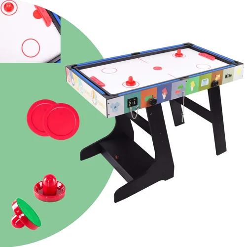 Vista 4 de DRM Mesa de juego deportiva plegable 4 en 1 de 4 pies, mesa combinada - Mesa de billar/billar, mesa de hockey de aire, mesa de tenis de mesa, mesa