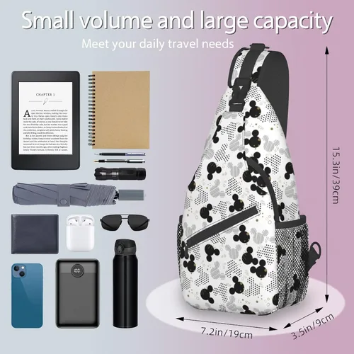 Vista 3 de BXXNOS Mochila bandolera de dibujos animados, mochila cruzada de viaje, senderismo, bolsa de pecho, mochila de día para mujeres y hombres, Clásico