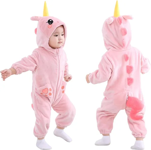Vista 19 de TONWHAR - Disfraz unisex de animal para bebé y niño pequeño, con capucha, mameluco para invierno, conjunto de disfraz Azul (blue koala)