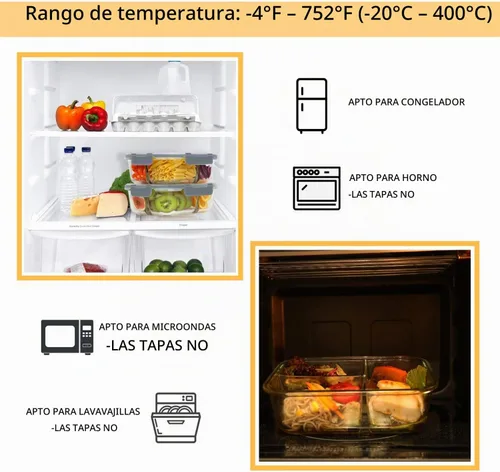 Vista 4 de Paquete de 8 recipientes de vidrio de borosilicato de 36 onzas, 3