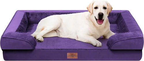 Vista 225 de Comfort Expression - Cama ortopédica para perros medianos, 28 x 19 pulgadas, cama impermeable y de apoyo de espuma con cojines removibles, sofá