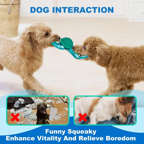 Vista 7 de Juguetes masticables para perros, juguetes para masticar dientes de cachorro, material de goma duradero, con forma de tortuga, juguetes para perros