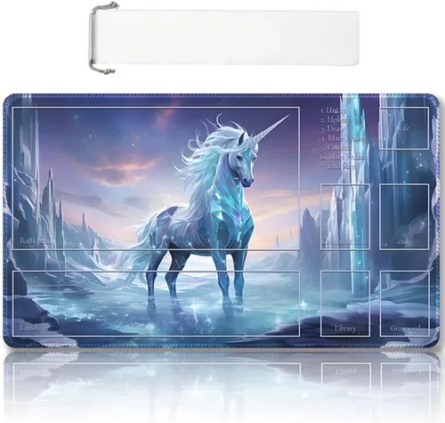 Vista 52 de DAUXID Tapete de Juego MTG Cosido Premium con Zonas y Respaldo de Goma Antideslizante, Tapete de Juego TCG para MTG y Otros Juegos de Cartas, Diseño