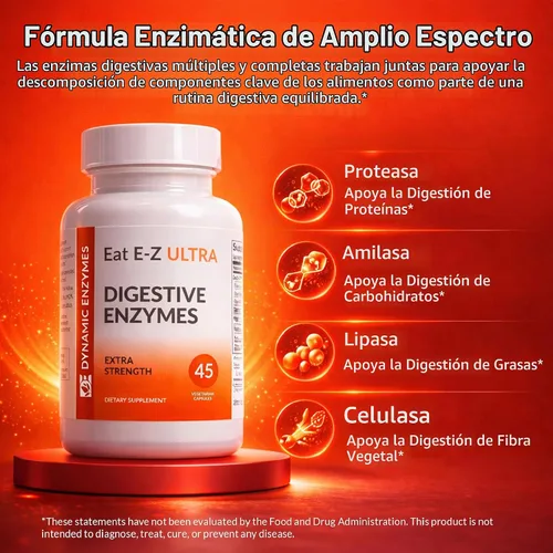 Vista 4 de Eat E-Z Suplemento de enzimas digestivas ultra avanzadas, fórmula multienzimática de amplio espectro para comidas más pesadas y difíciles de digerir