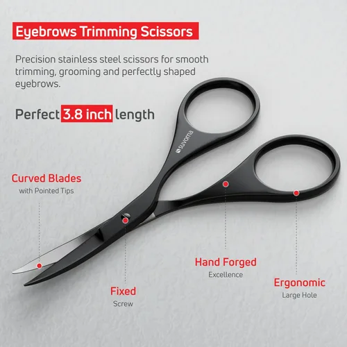 Vista 4 de Suvorna Juego de barba y bigote prémium con tijeras de barba para hombres, maquinilla de afeitar recta con cuchillas, tijeras faciales