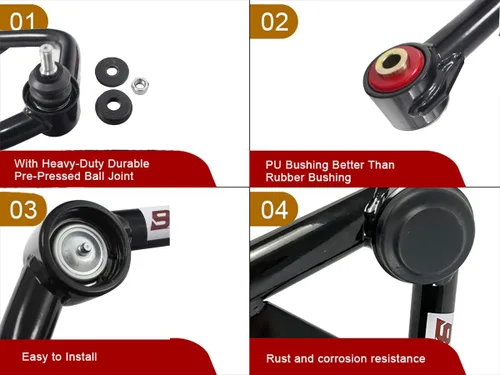 Vista 3 de 2 piezas de brazos de control superiores delanteros de suspensión, kits de elevación nivelada de 2-4" compatibles con 4Runner 1996-2002