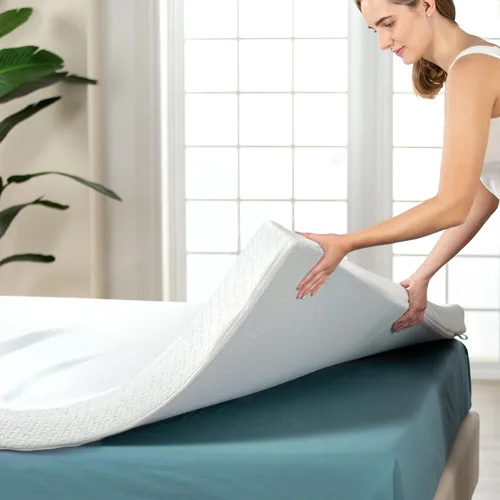 Vista 17 de ZINUS Cubrecolchón de espuma viscoelástica de gel refrescante de té verde de 2 pulgadas, embalaje WonderBox más pequeño, más conveniente, espuma