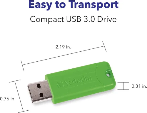 Vista 6 de Verbatim Unidad flash USB 3.0 retráctil de 16 GB a rayas, paquete de 5 unidades multicolor (verde, azul, rojo, morado, cian)