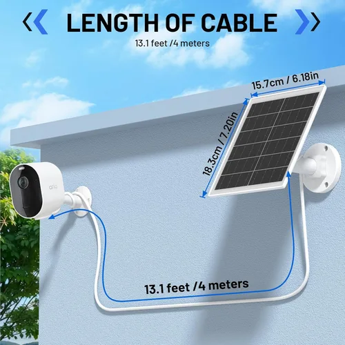 Vista 7 de Cargador de panel solar de 5 W compatible con cámara Arlo Pro 5S/Pro 4/Pro 3/Ultra/Ultra 2/Go 2, carga de paneles solares con cable de carga
