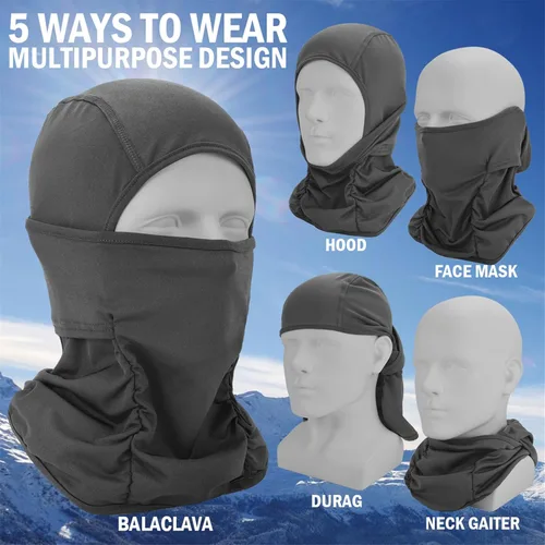 Vista 4 de Headshion Pasamontañas refrescantes para hombres y mujeres, verano, paquete de 2 polainas para el cuello, bandana, diadema, máscara de esquí, forro