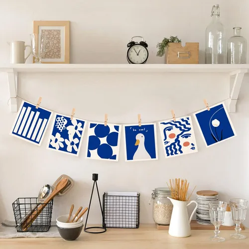 Vista 6 de Paños de cocina suecos para cocina, paquete de 6 paños de esponja de celulosa azul, toallas de papel reutilizables biodegradables y reutilizables