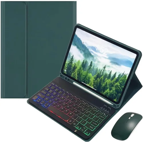 Vista 13 de Funda con teclado retroiluminado arcoíris para Galaxy Tab S6 Lite de 10.4 pulgadas con mouse y 7 colores RGB retroiluminación colorida teclado
