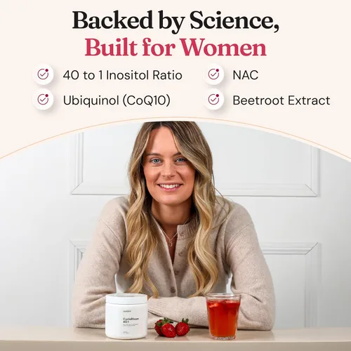 Vista 2 de CycleBloom 40:1 Myo-inositol & D-Chiro Inositol Powder – Suplemento Nac N-acetil cisteína, ubiquinol CoQ10 y remolacha – Balance hormonal