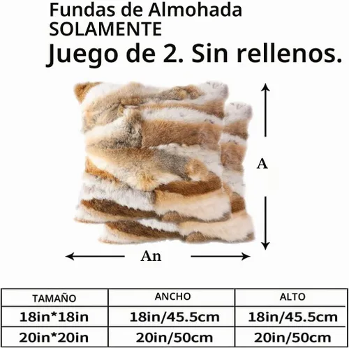 Vista 6 de Juego de 2 fundas de almohada decorativas de piel natural, 18 x 18