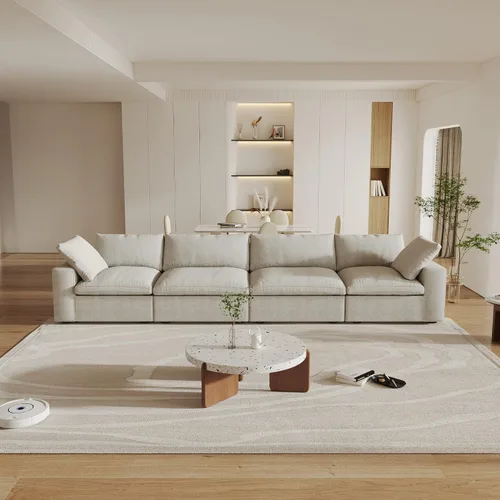 Vista 47 de Cloud - Sofá modular convertible de 80.3 pulgadas en forma de L para sala de estar con otomana de almacenamiento, sofás profundos minimalistas