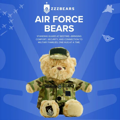 Vista 2 de ZZZ Bears Airman Sleeptight Air Force - Oso de peluche con libro de cuentos y sistema de sueño, regalo reconfortante para niños de la Fuerza Aérea