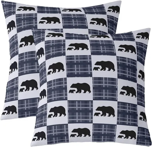 Vista 11 de Paquete de 2 fundas de almohada decorativas con diseño de oso, suave, rústica, con alce salvaje del oeste, para sofá, dormitorio, sala de estar