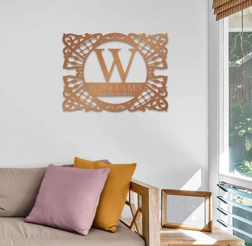 Vista 4 de Letrero de metal con nombre personalizado, arte de pared y decoración personalizada, regalo de apellido personalizado, letrero de árbol genealógico