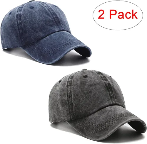 Vista 2 de PFFY 2 Packs Vintage Washed Distressed Baseball Cap Golf Dad Hat for Men Women