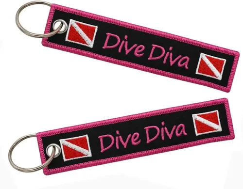 Vista 4 de Dive Diva Diver Down Flag Buceo Llavero Anillo, Rojo
