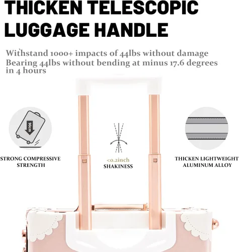 Vista 3 de COTRUNKAGE Vintage Checked Luggage Sets 2 Piece TSA Lock Suitcase for Women with 16" Suitcase Bag, Cherry Pink