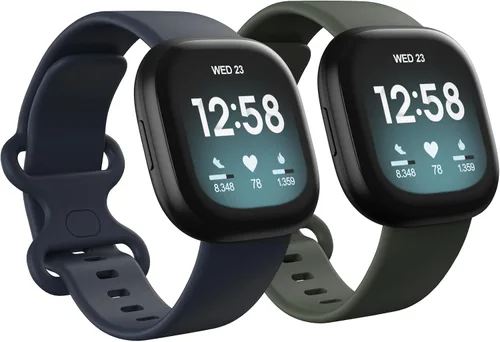 Vista 7 de Paquete de 2 bandas impermeables compatibles con Fitbit Versa 3/Fitbit Versa 4/Fitbit Sense/Sense 2, pulseras deportivas clásicas de repuesto suaves